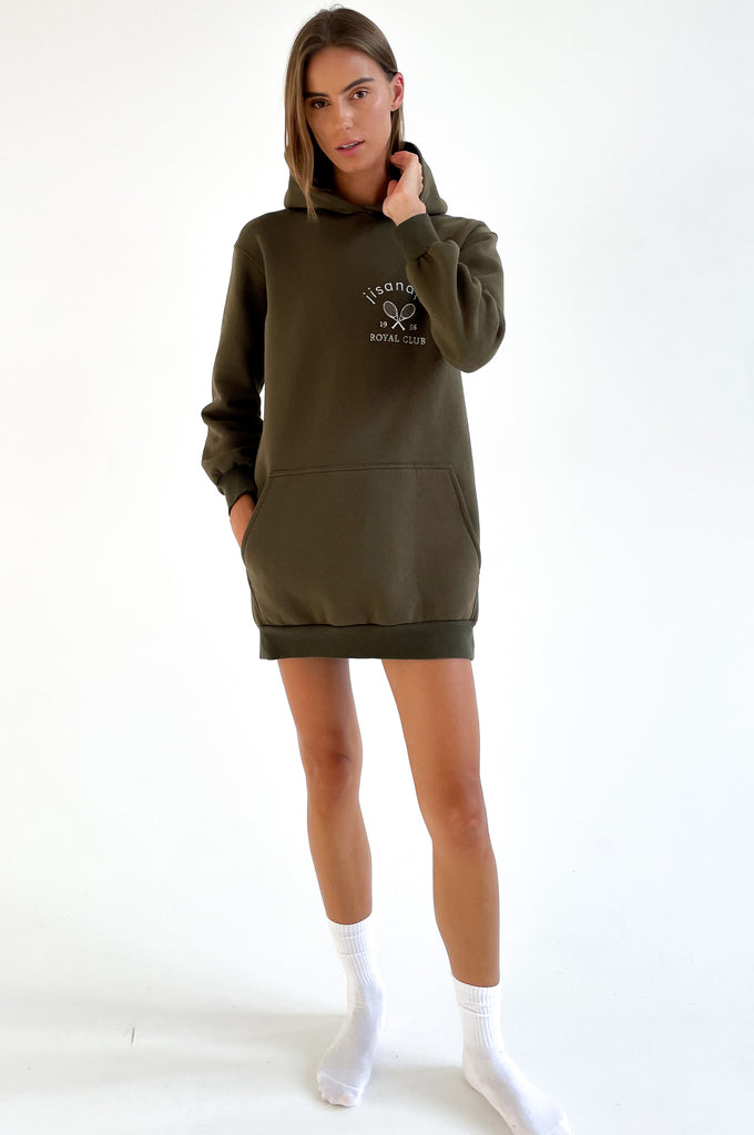 Tennis Long Hoodie - Army Green