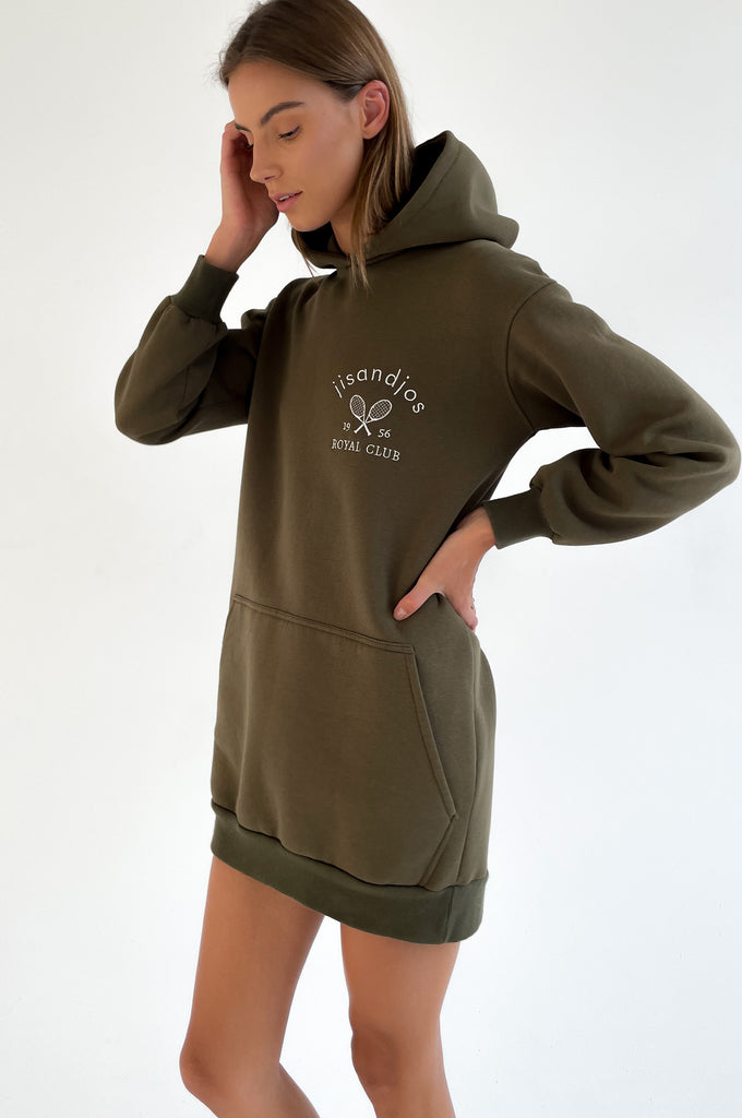 Tennis Long Hoodie - Army Green